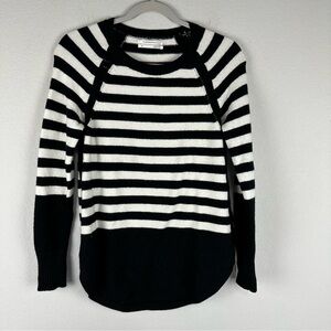 Anthropologie Black White Rebekah Knit Pullover Sweater Size XS